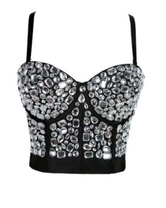 Corset Negro con Piedras Plateadas