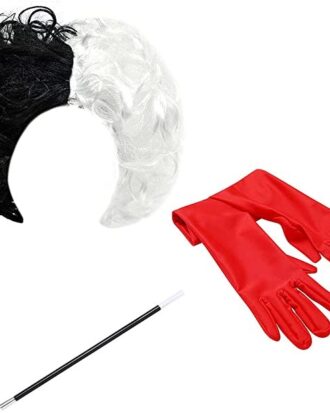 Cruella peluca y guantes