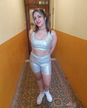 Set Biker y Top Metalizado