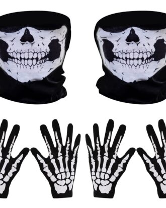 guantes y mascara de tela esqueleto